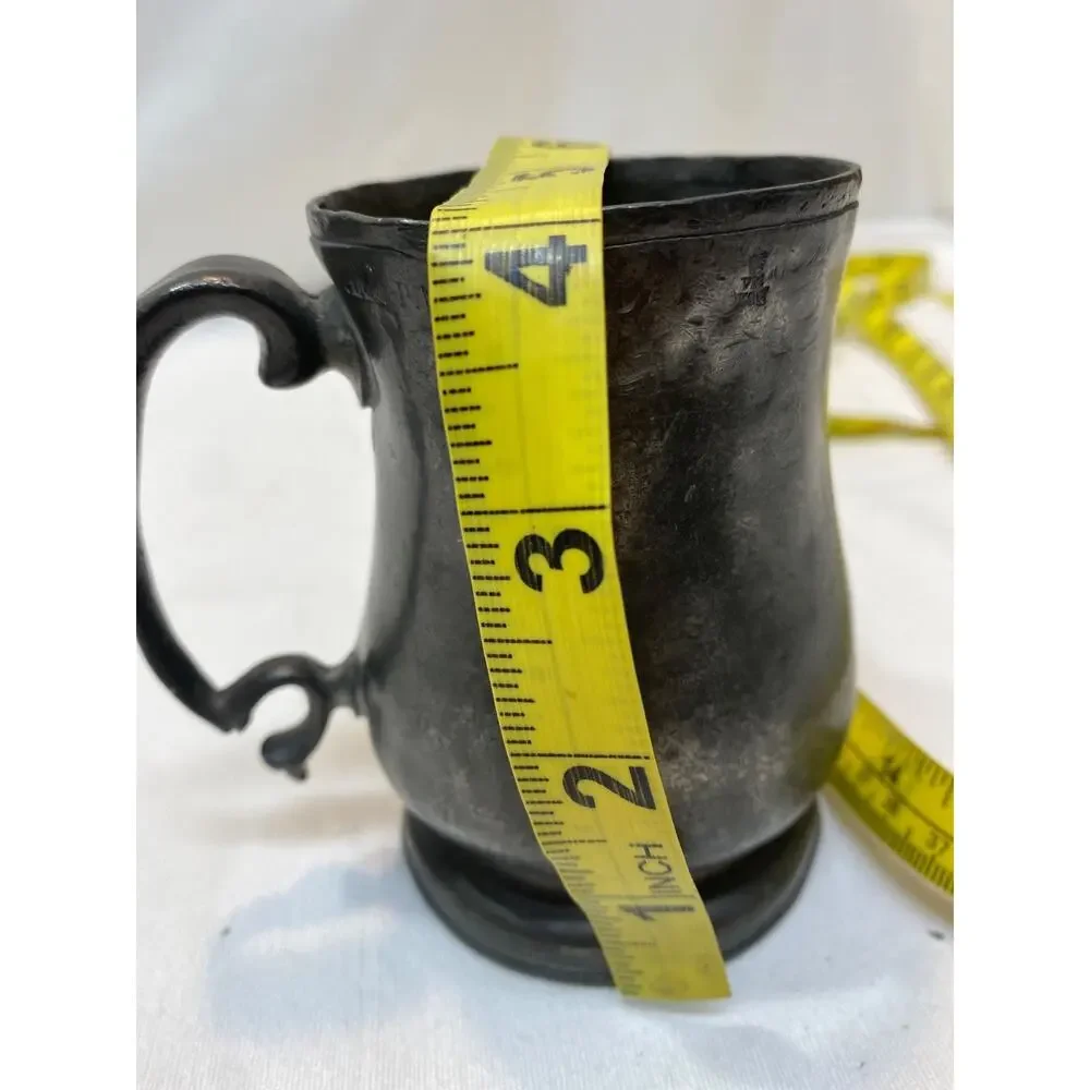 Antique English Georgian Pewter Pint Mug ~ Watts & Harton C1820-1860